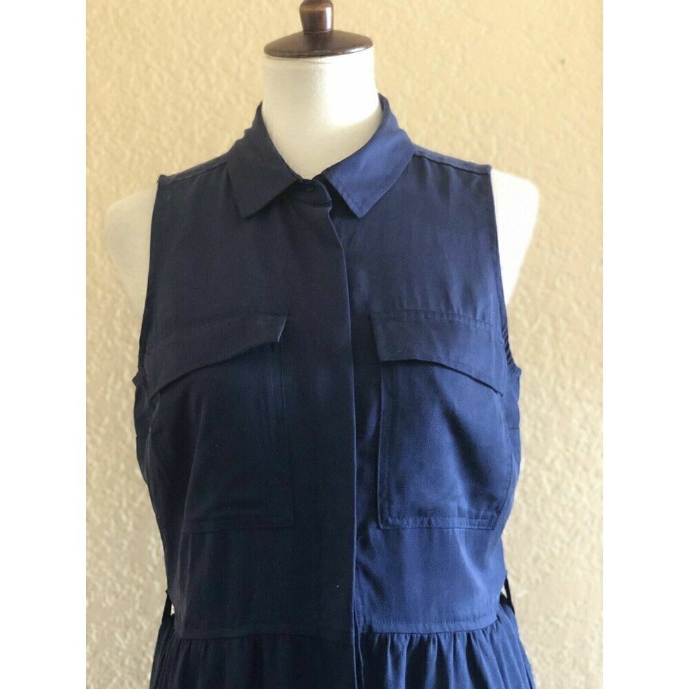 Maison Jules Womens Navy Blue Tencel A Line Utility-Pocket T Shirt Dress Size L - Picture 4 of 9